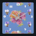 Reloj de habitación con flores de Shabby Chic Blue<br><div class="desc">Reloj de habitación con flores de los Rosas Azul Shabby Chic. Diseñado a partir de mi arte acuarela original.</div>