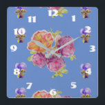 Reloj de habitación con flores de Shabby Chic Blue<br><div class="desc">Reloj de habitación con flores de los Rosas Azul Shabby Chic. Diseñado a partir de mi arte acuarela original.</div>