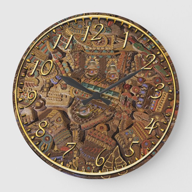 Reloj de historia del arte mexicano azteca de pied (Anverso)