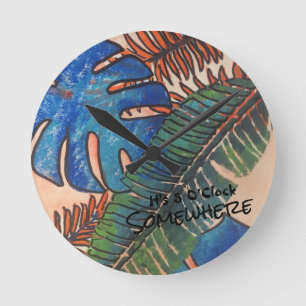 Reloj de hojas tropicales