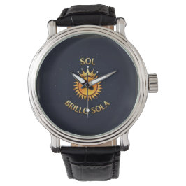 Reloj de Hombre Vintage de Cuero Negro Sol Brillo 