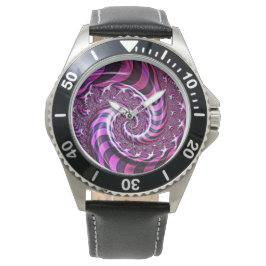 Reloj de ilusión espiral rosa y negra