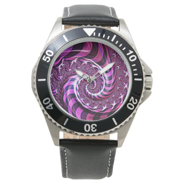 Reloj de ilusión espiral rosa y negra (Anverso)