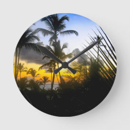 Reloj de impresión de atardecer tropical