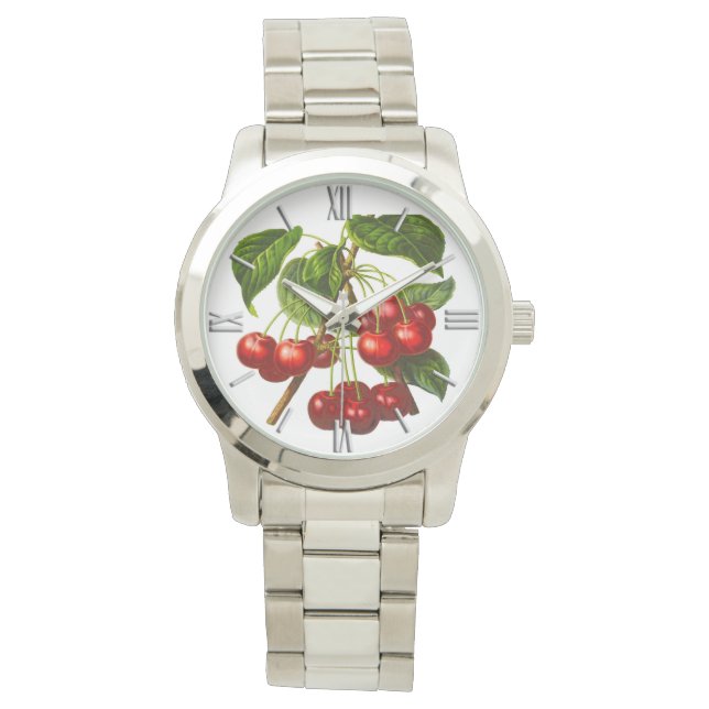 Reloj de impresión de cerezos botánicos rojos prof (Anverso)