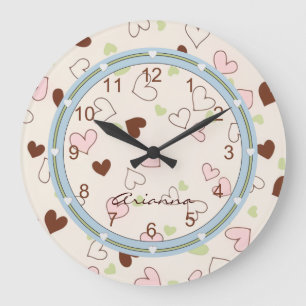 Reloj de impresión de chocolate rosa y corazón de 