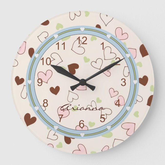 Reloj de impresión de chocolate rosa y corazón de  (Anverso)