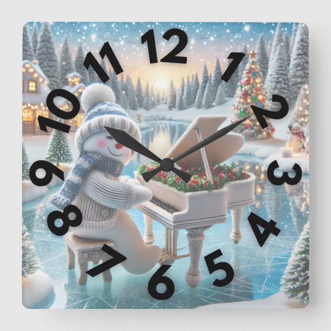 Reloj de invierno de pared de Snowman 10 " (Anverso)