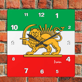 Reloj de Irán, bandera persa con león, Shah de Irá