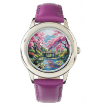 Reloj de jardín de cerezos japonés