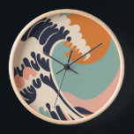 Reloj de la Gran Ola de Kanagawa inspirado en el r<br><div class="desc">Tanto los elementos de diseño retro como los modernos se utilizan para crear un reloj único y llamativo La Gran Ola de Kanagawa. Minimalista,  sencillo y elegante.</div>