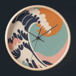 Reloj de la Gran Ola de Kanagawa inspirado en el r<br><div class="desc">Tanto los elementos de diseño retro como los modernos se utilizan para crear un reloj único y llamativo La Gran Ola de Kanagawa. Minimalista,  sencillo y elegante.</div>