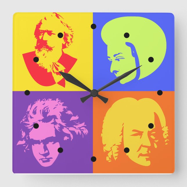 Reloj de la música del arte pop del compositor (Anverso)