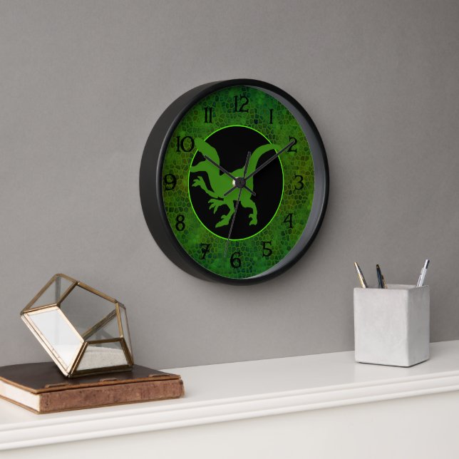 Reloj de la pantalla verde de los dinosaurios (Oficina)