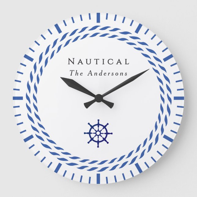 Reloj de la pared blanca de la raíz náutica (Anverso)