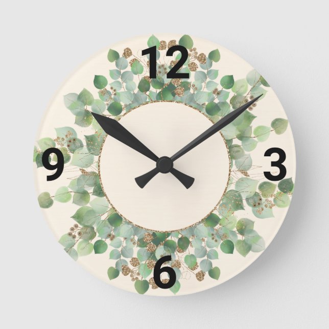 RELOJ DE LA PARED BOTÁNICA VERDE SAGE (Anverso)