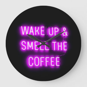 RELOJ DE LA PARED DE CAFÉ DE NEON DESPIERTA EL CAF