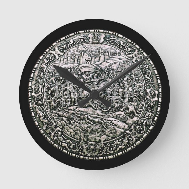 RELOJ DE LA PARED DE ESCUDO DE GUERRA MEDIEVAL (Anverso)