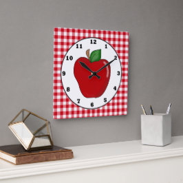 Reloj de la pared de fruta de manzana roja del paí
