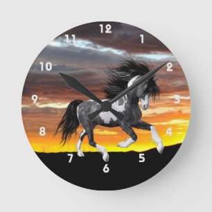 Reloj de la pared de la bocina de la pintura silve