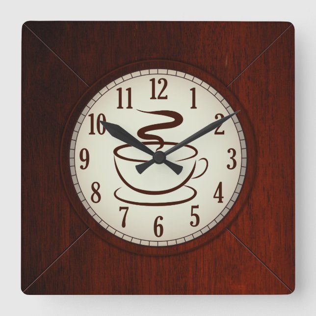 Reloj de la pared de la madera del café (Anverso)