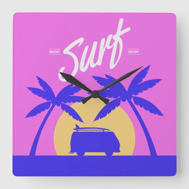Reloj de la pared de surf de verano (Anverso)