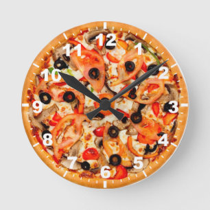 reloj de la pared de textura de pizza de Guay