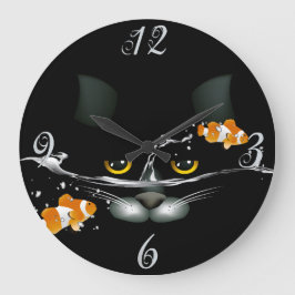 Reloj de la pared del gato y el pez dorado