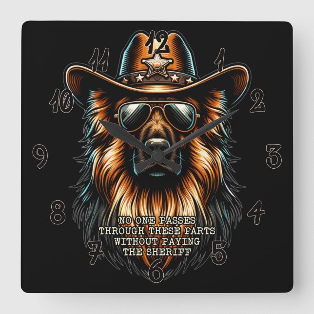 Reloj de la pared del pastor alemán - Perro de vaq (Anverso)