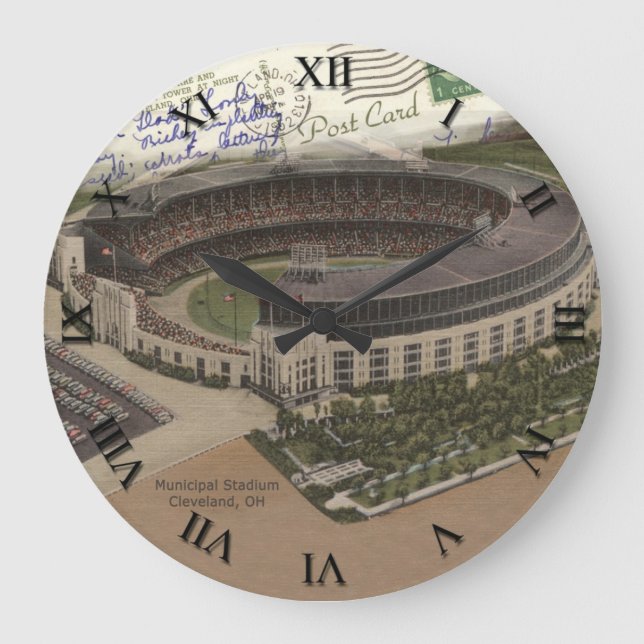 Reloj de la postal de Cleveland Ohio - estadio (Anverso)