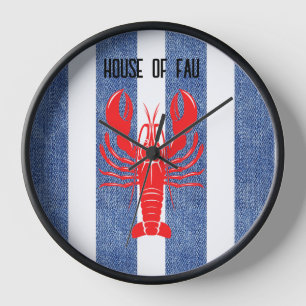 Reloj de Langosta Roja sobre Rayas de Mezclilla Az