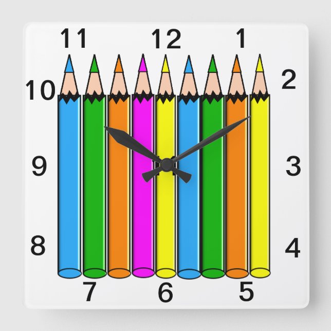 Reloj de lápices de colores del profesor (Anverso)