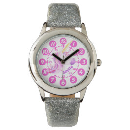 Reloj de lectura fácil para niños de arte morado d