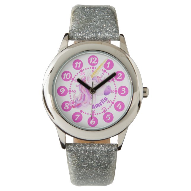 Reloj de lectura fácil para niños de arte morado d (Anverso)