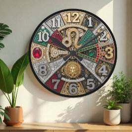 Reloj de león, signo de zodiaco, Steampunk, gemas