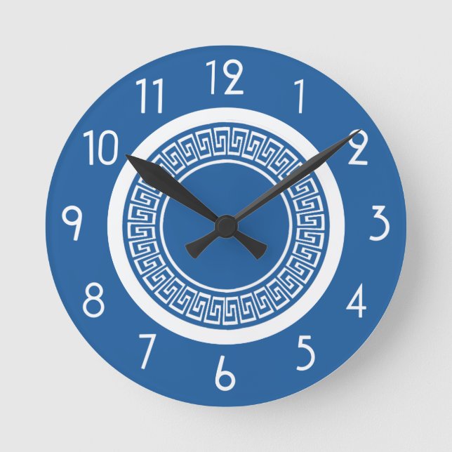 Reloj de llaves azul y blanco griego (Anverso)