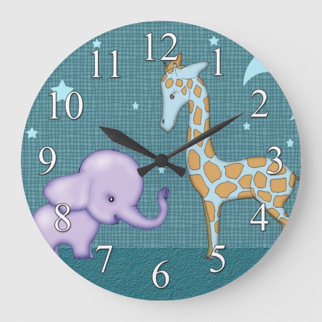Reloj de los niños de los animales del elefante y (Anverso)