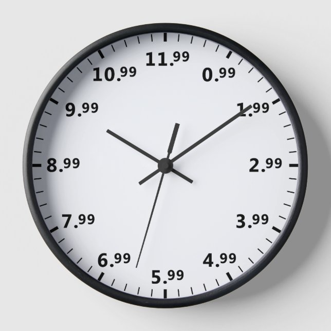 Reloj de los vendedores minoristas divertidos con  (Anverso)
