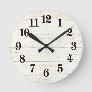 Reloj de madera blanca simple