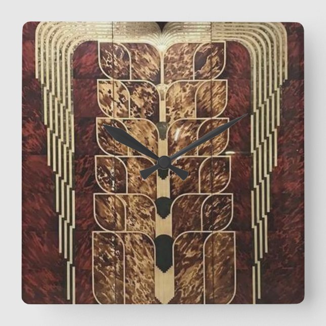 RELOJ DE MADERA DE ART DECO PANELES CUADRADOS (Anverso)