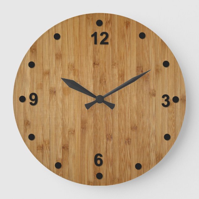 Reloj de madera de bambú rústico de la mirada (Anverso)