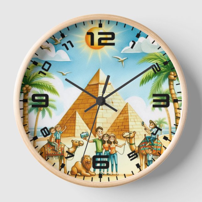 Reloj de madera natural de 10 pulgadas con tema de (Anverso)