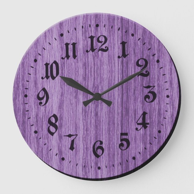 Reloj de madera rústico púrpura (Anverso)