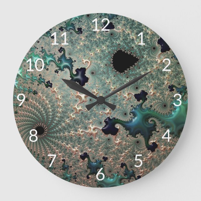 Reloj de mandelbrot de oro y esmeralda (Anverso)