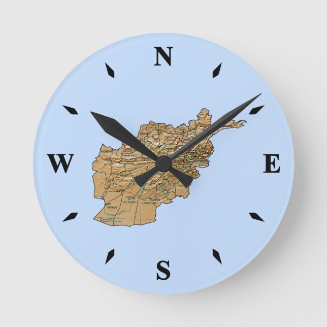 Reloj de mapa de Afganistán (Anverso)