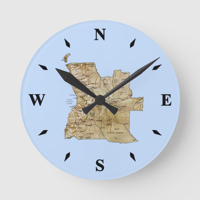 Reloj de mapa de Angola (Anverso)