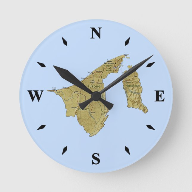 Reloj de mapa de Brunéi (Anverso)