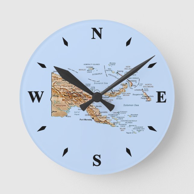 Reloj de mapa de Papúa Nueva Guinea (Anverso)