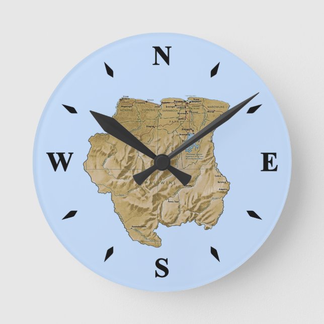 Reloj de mapa de Surinam (Anverso)