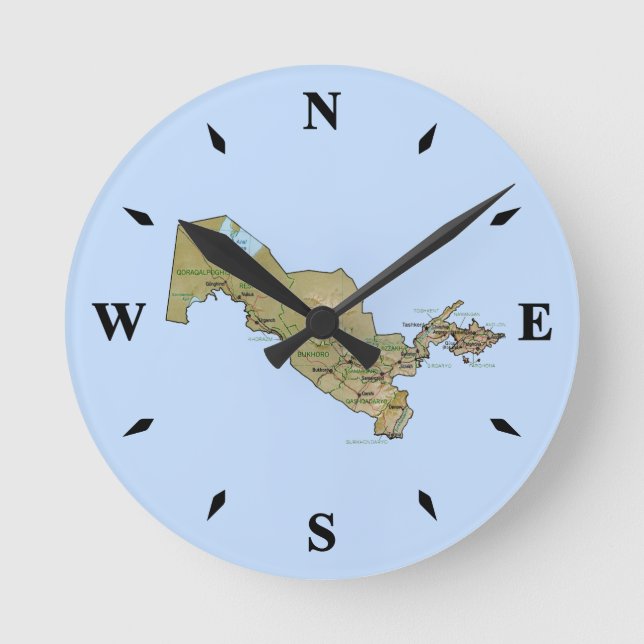 Reloj de mapa de Uzbekistán (Anverso)